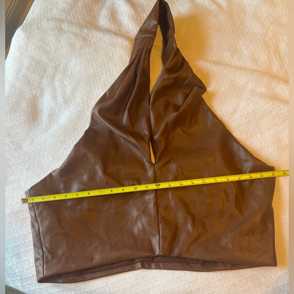 Eloquii halter brown faux leather crop top size 20 - Picture 10 of 11